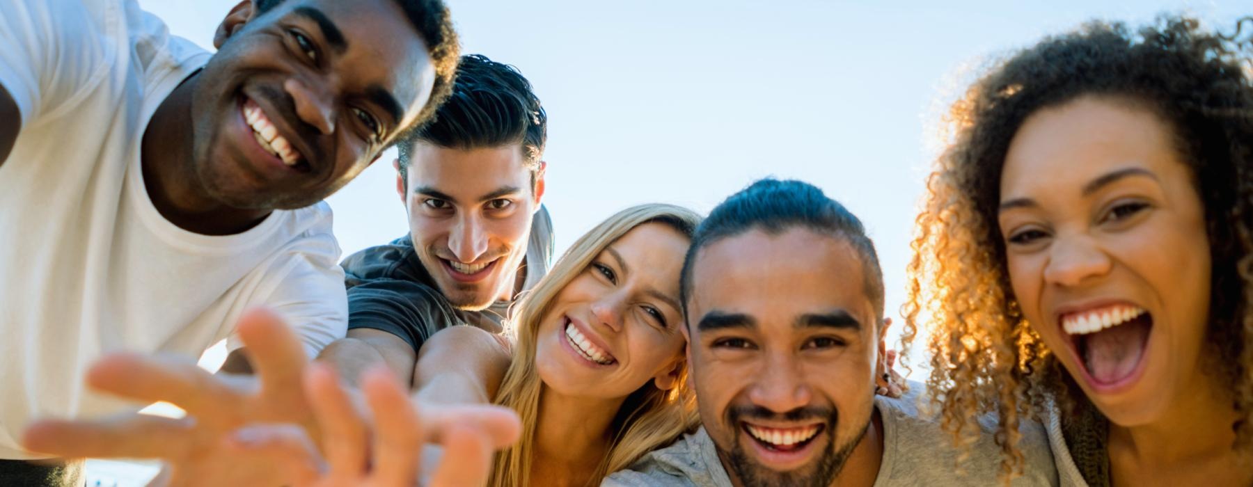 a group of people smiling
