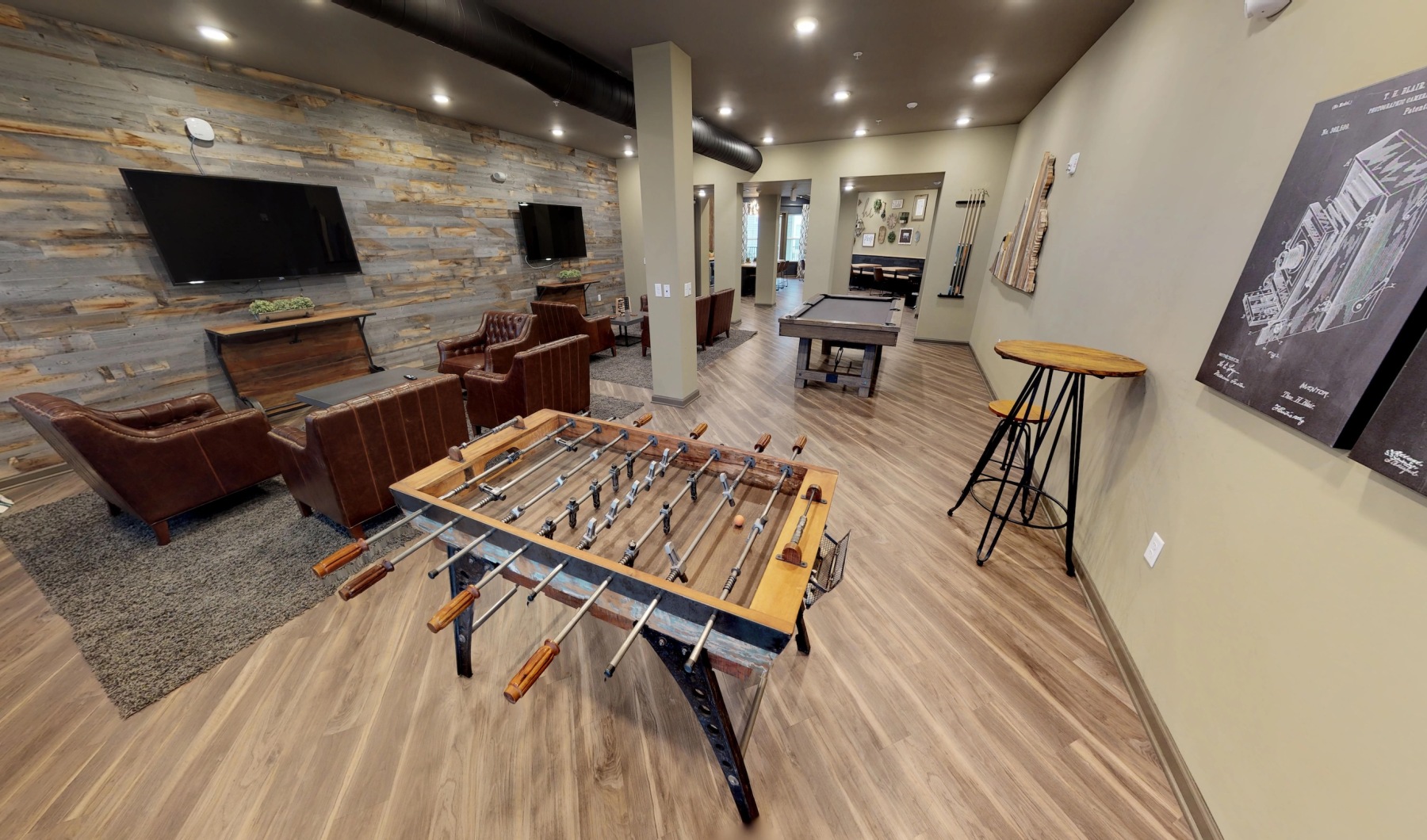 game area with a foosball table