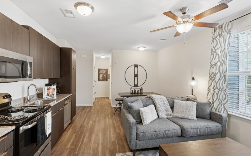 Well-lit kitchen with ample counter space