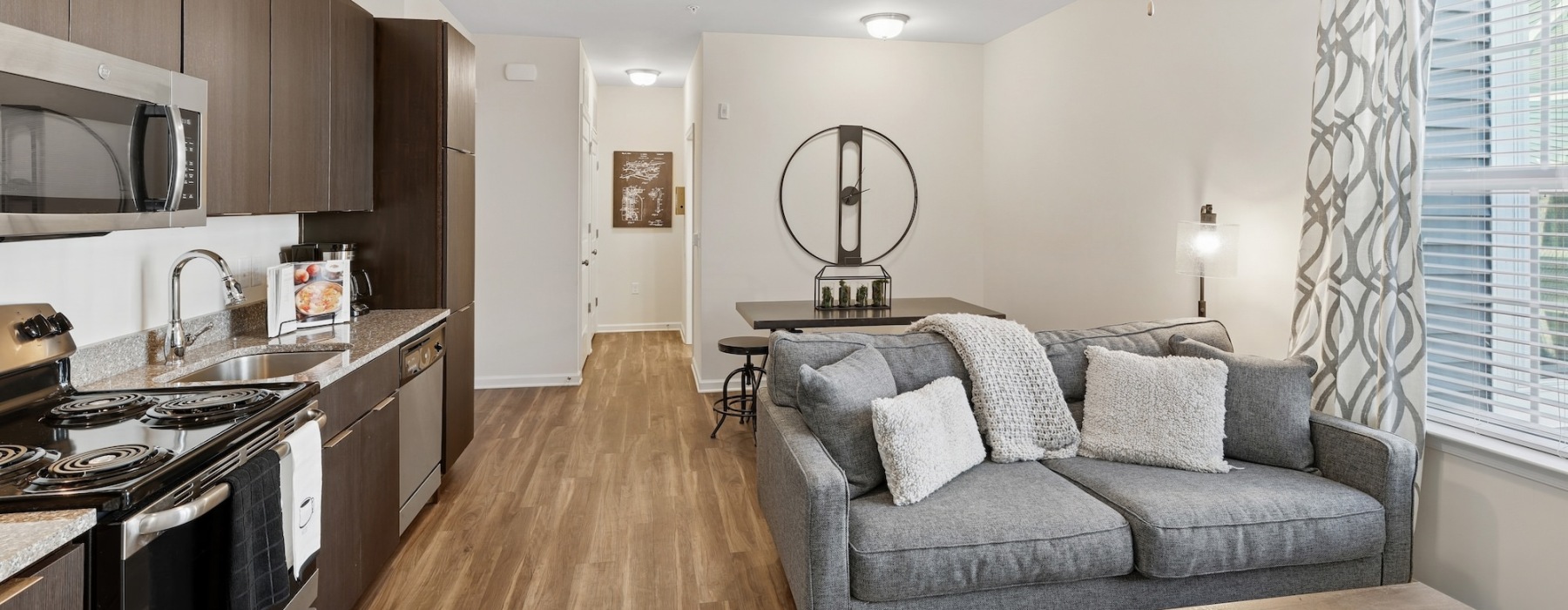 Well-lit kitchen with ample counter space