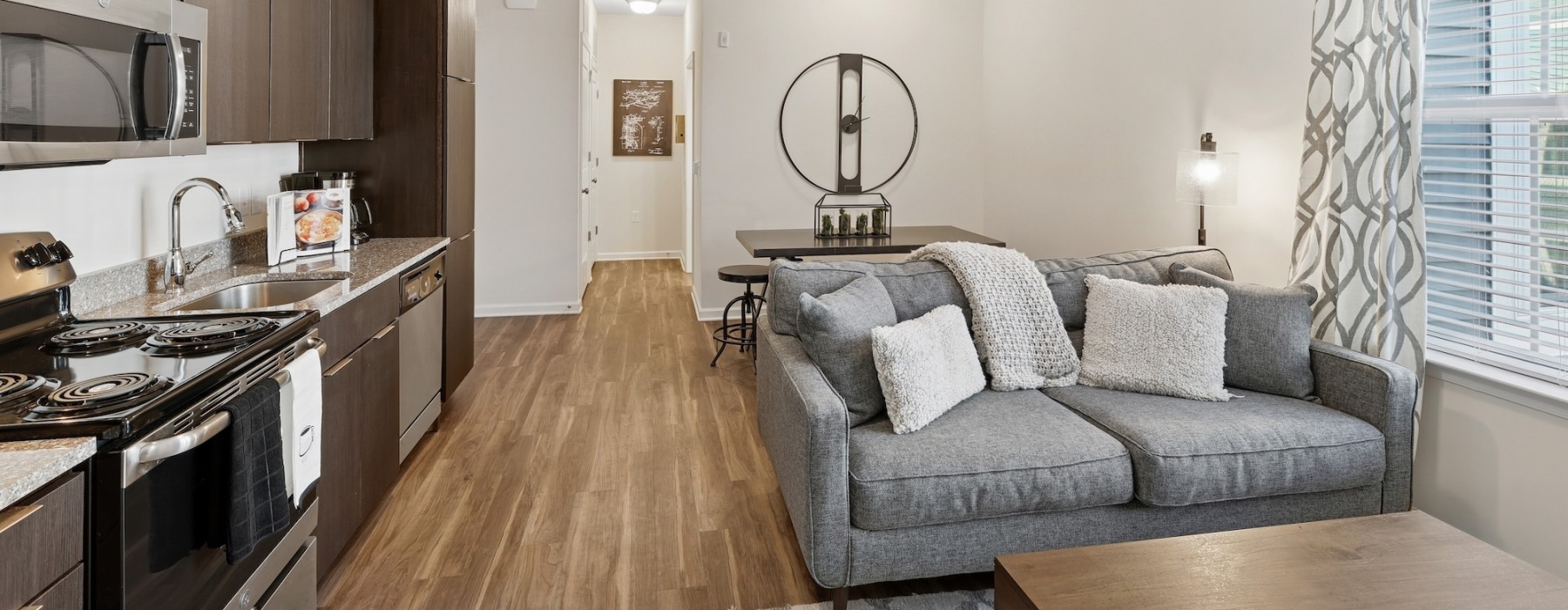 Open space living area with natural lighting