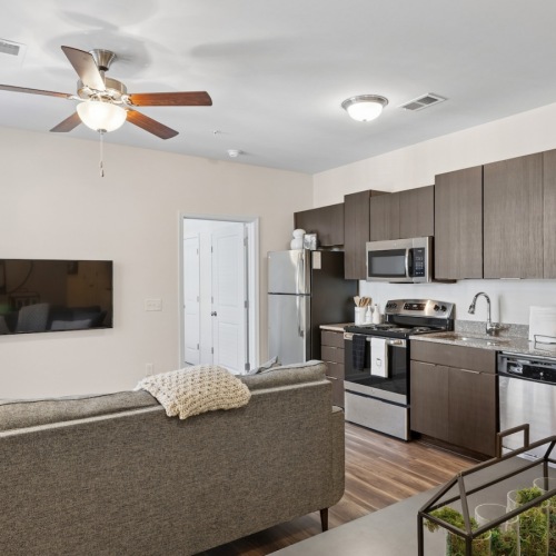 Well-lit kitchen with ample counter space