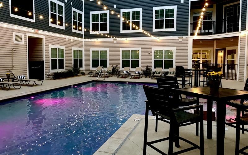 pool with nearby seating